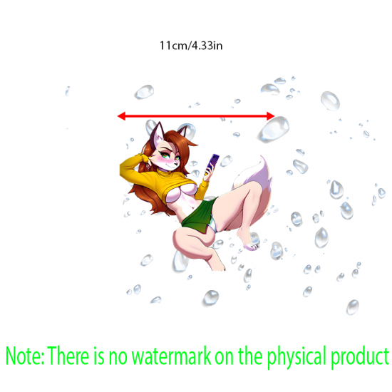 Sexy Fox Girl on Car Waterproof Sticker Decal, designed for MacBooks, iPhones, travel cases, guitars, and fridges. Vinyl car decals suitable for cars, motorcycles, laptops, computers, backpacks, water bottles, and more.