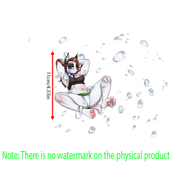 Furry Wolf Girl Sticker with Car Background, perfect for decorating bicycle frames, helmets, and accessories. Vinyl car decals suitable for cars, motorcycles, laptops, computers, backpacks, water bottles, and more.