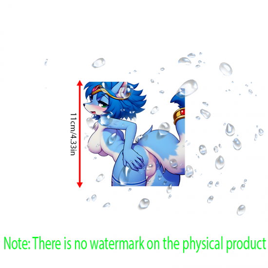 Blue Furry Pinup Sticker, adds a personal touch to your luggage, travel bags, and backpacks. Vinyl car decals suitable for cars, motorcycles, laptops, computers, backpacks, water bottles, and more.