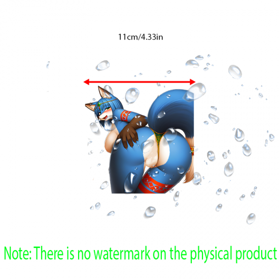 Sexy Blue Fox Girl Waterproof Sticker, suitable for adding character to your car's rear windshield. Vinyl car decals suitable for cars, motorcycles, laptops, computers, backpacks, water bottles, and more.