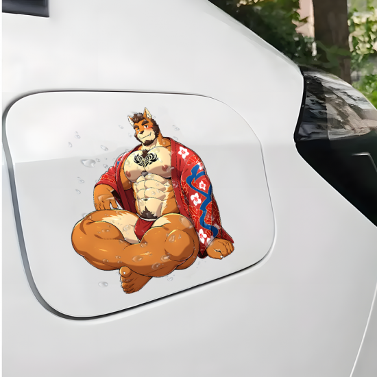 Muscular Furry Wolf with Kimono Sticker Decal, suitable for computers,laptops, water bottles,suitcases,cars, and other surfaces. Vinyl car decals suitable for cars,motorcycles,laptops, computers, backpacks, water bottles, and more.