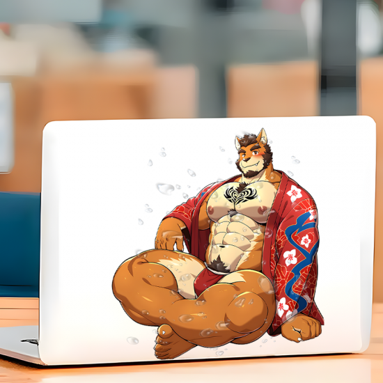 Muscular Furry Wolf with Kimono Sticker Decal, suitable for computers,laptops, water bottles,suitcases,cars, and other surfaces. Vinyl car decals suitable for cars,motorcycles,laptops, computers, backpacks, water bottles, and more.