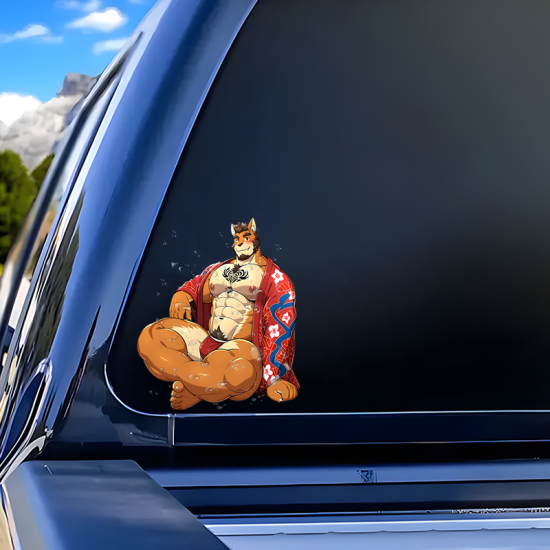 Muscular Furry Wolf with Kimono Sticker Decal, suitable for computers,laptops, water bottles,suitcases,cars, and other surfaces. Vinyl car decals suitable for cars,motorcycles,laptops, computers, backpacks, water bottles, and more.