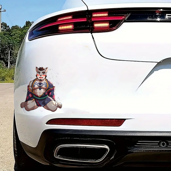 Muscular Wolf Furry in Kimono Sticker, suitable for computers,laptops, water bottles,suitcases,cars, and other surfaces. Vinyl car decals suitable for cars,motorcycles,laptops, computers, backpacks, water bottles, and more.