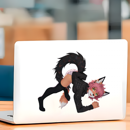 Fox Girl Arching Back Car Decal Sticker, perfect for decorating bicycle frames, helmets, and accessories. Vinyl car decals suitable for cars, motorcycles, laptops, computers, backpacks, water bottles, and more.