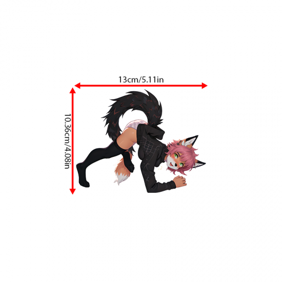 Fox Girl Arching Back Car Decal Sticker, perfect for decorating bicycle frames, helmets, and accessories. Vinyl car decals suitable for cars, motorcycles, laptops, computers, backpacks, water bottles, and more.