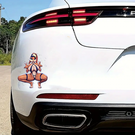 Sexy Bunny Girl Car Decal Sticker, strong adhesive suitable for travel suitcases and cargo boxes. Vinyl car decals suitable for cars, motorcycles, laptops, computers, backpacks, water bottles, and more.