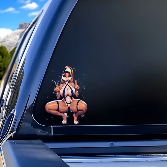 Sexy Bunny Girl Car Decal Sticker, strong adhesive suitable for travel suitcases and cargo boxes. Vinyl car decals suitable for cars, motorcycles, laptops, computers, backpacks, water bottles, and more.
