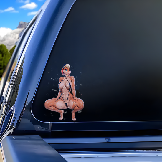 Lola Bunny Bikini Car Sticker, suitable for fixing up old furniture or adding flair to new items. Vinyl car decals suitable for cars, motorcycles, laptops, computers, backpacks, water bottles, and more.