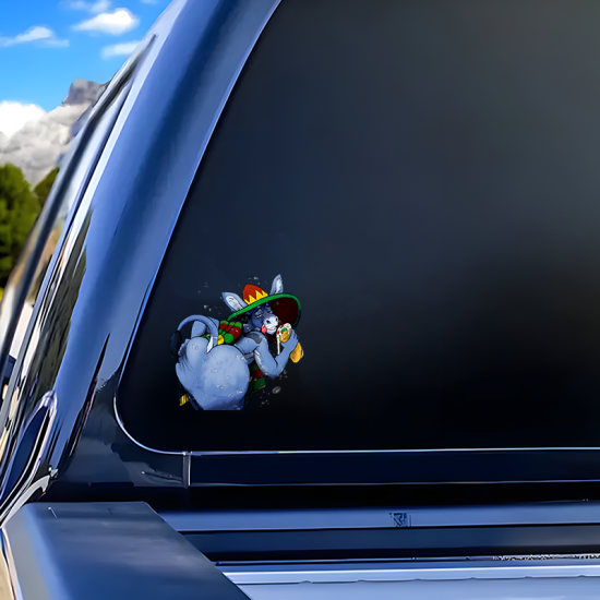 Drunk Donkey Eating Taco Sticker, looks amazing on phone cases, tablets, gaming consoles, and controllers. Vinyl car decals suitable for cars, motorcycles, laptops, computers, backpacks, water bottles, and more.