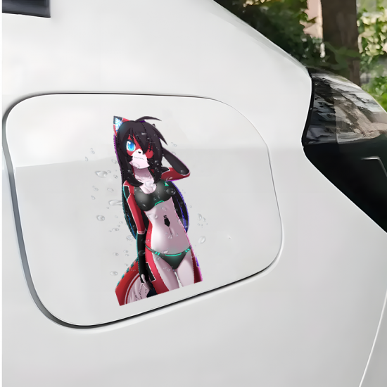 Furry Anthro Fox Girl Waterproof Sticker Decal, stylish addition to your iPad, Kindle, e-reader, and tablet cases. Vinyl car decals suitable for cars, motorcycles, laptops, computers, backpacks, water bottles, and more.