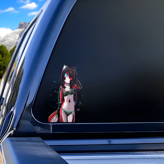 Furry Anthro Fox Girl Waterproof Sticker Decal, stylish addition to your iPad, Kindle, e-reader, and tablet cases. Vinyl car decals suitable for cars, motorcycles, laptops, computers, backpacks, water bottles, and more.