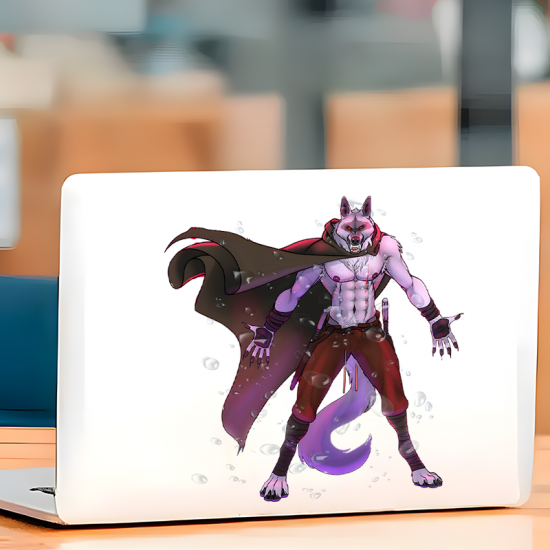 Anthropomorphic Wolf with Cape Car Decal Sticker, great for decorating notebooks, journals, scrapbooks, and gift packages. Vinyl car decals suitable for cars, motorcycles, laptops, computers, backpacks, water bottles, and more.