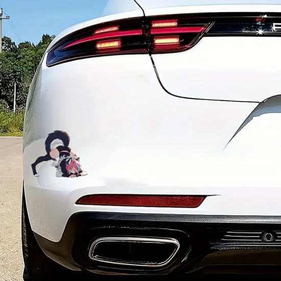 Furry Girl with Lamborghini Car Decal Sticker, adds a personal touch to your luggage, travel bags, and backpacks. Vinyl car decals suitable for cars, motorcycles, laptops, computers, backpacks, water bottles, and more.