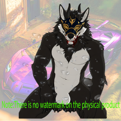 Masked Furry Wolf with Lamborghini Car Sticker, perfect for gaming setups, PC towers, and console skins. Vinyl car decals suitable for cars, motorcycles, laptops, computers, backpacks, water bottles, and more.