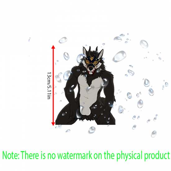 Masked Furry Wolf with Lamborghini Car Sticker, perfect for gaming setups, PC towers, and console skins. Vinyl car decals suitable for cars, motorcycles, laptops, computers, backpacks, water bottles, and more.