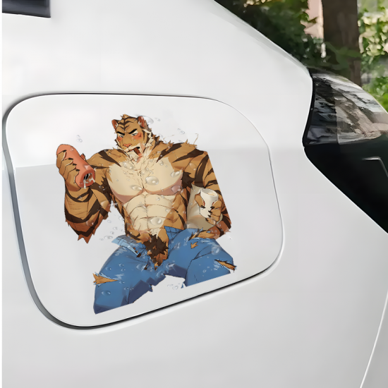 Furry Tiger Sticker, suitable for fixing up old furniture or adding flair to new items. Vinyl car decals suitable for cars, motorcycles, laptops, computers, backpacks, water bottles, and more.