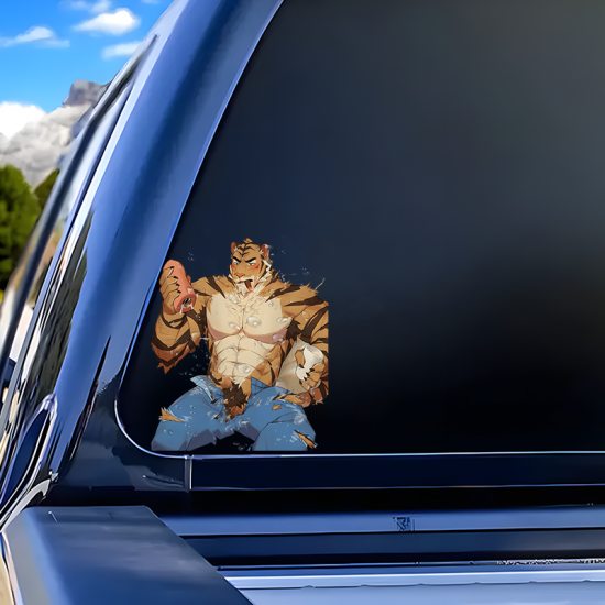 Furry Tiger Sticker, suitable for fixing up old furniture or adding flair to new items. Vinyl car decals suitable for cars, motorcycles, laptops, computers, backpacks, water bottles, and more.