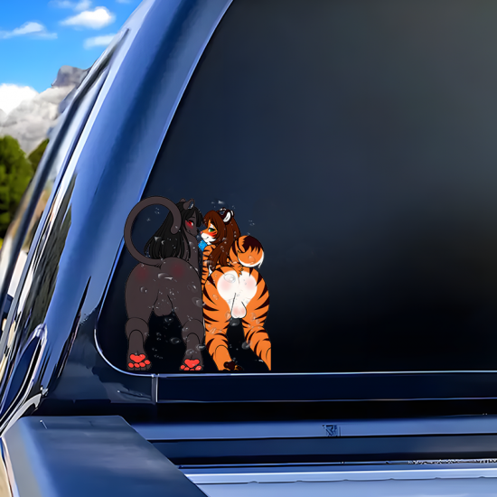 Furry Couple Sticker, water-resistant sticker suitable for mugs, cups, and tumblers. Vinyl car decals suitable for cars, motorcycles, laptops, computers, backpacks, water bottles, and more.