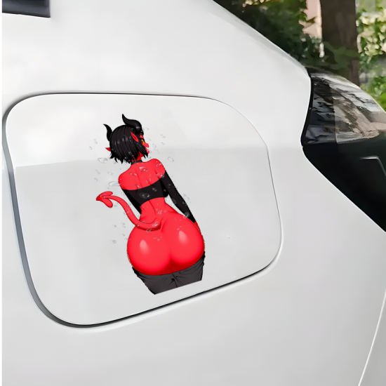 Sexy Devil Girl Vinyl Sticker Car Decal, adheres well to plastic, metal, wood, glass, and ceramic surfaces. Vinyl car decals suitable for cars, motorcycles, laptops, computers, backpacks, water bottles, and more.
