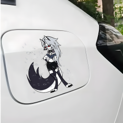 Helluva Boss Loona Wolf Girl Sticker, suitable for hard luggage, carry-ons, and travel accessories. Vinyl car decals suitable for cars, motorcycles, laptops, computers, backpacks, water bottles, and more.