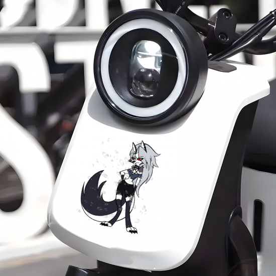 Helluva Boss Loona Wolf Girl Sticker, suitable for hard luggage, carry-ons, and travel accessories. Vinyl car decals suitable for cars, motorcycles, laptops, computers, backpacks, water bottles, and more.