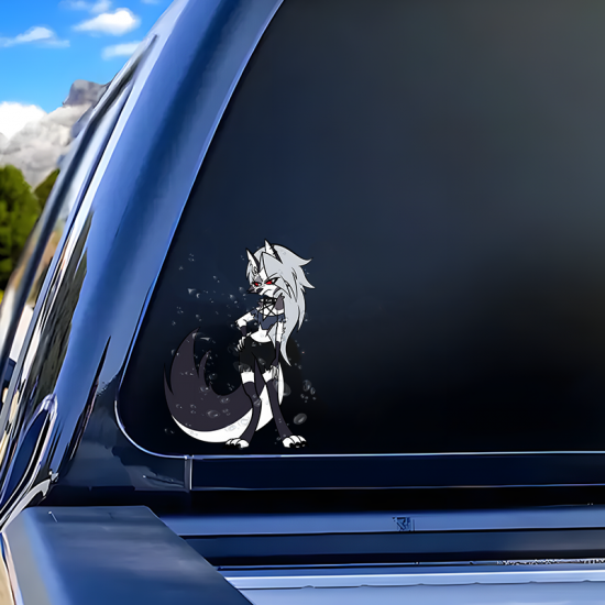 Helluva Boss Loona Wolf Girl Sticker, suitable for hard luggage, carry-ons, and travel accessories. Vinyl car decals suitable for cars, motorcycles, laptops, computers, backpacks, water bottles, and more.