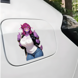 Susie Deltarune Thumbs Up Car Sticker/Decal, perfect for decorating bicycle frames, helmets, and accessories. Vinyl car decals suitable for cars, motorcycles, laptops, computers, backpacks, water bottles, and more.