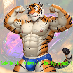 Muscular Tiger Furry Sticker Decal, cute design suitable for party favors, goodie bags, and rewards. Vinyl car decals suitable for cars, motorcycles, laptops, computers, backpacks, water bottles, and more.