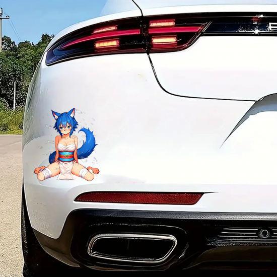 Anime Fox Girl Car Decal - VIP-426, waterproof vinyl decal for cars, motorcycles, bicycles, and helmets. Vinyl car decals suitable for cars, motorcycles, laptops, computers, backpacks, water bottles, and more.