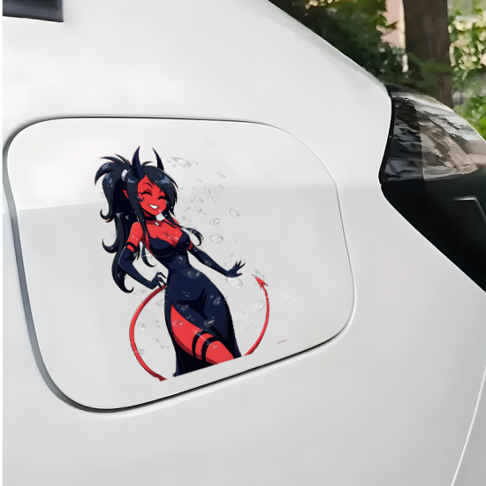 Anime Devil Girl Car Sticker Decal, ideal for customizing your airpods case or headphone stand. Vinyl car decals suitable for cars, motorcycles, laptops, computers, backpacks, water bottles, and more.