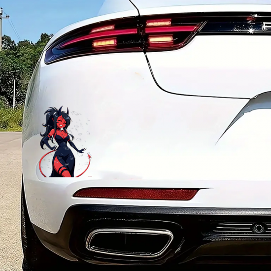 Anime Devil Girl Car Sticker Decal, ideal for customizing your airpods case or headphone stand. Vinyl car decals suitable for cars, motorcycles, laptops, computers, backpacks, water bottles, and more.