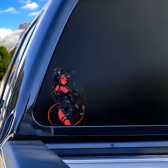 Anime Devil Girl Car Sticker Decal, ideal for customizing your airpods case or headphone stand. Vinyl car decals suitable for cars, motorcycles, laptops, computers, backpacks, water bottles, and more.