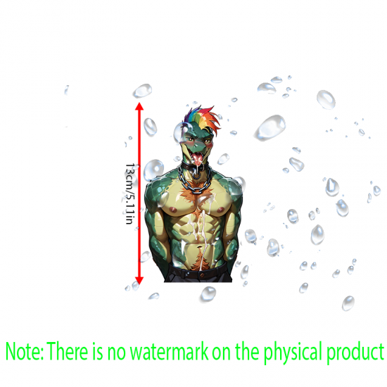 Muscular Lizard Furry with Rainbow Hair Sticker, ideal for customizing your airpods case or headphone stand. Vinyl car decals suitable for cars, motorcycles, laptops, computers, backpacks, water bottles, and more.