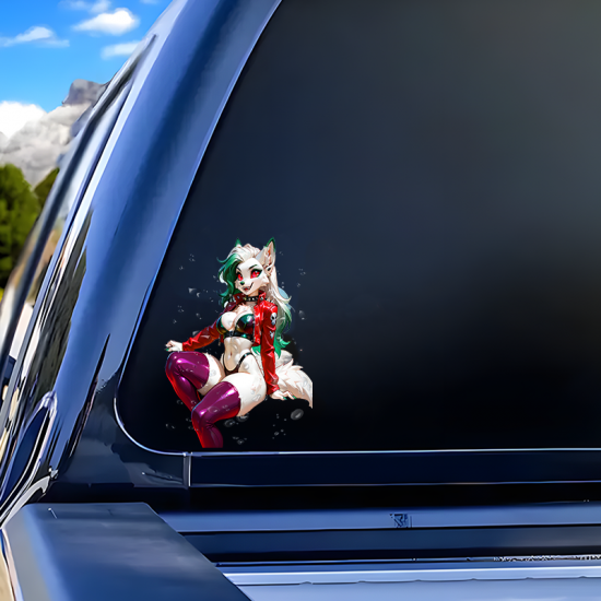 Roxanne Wolf Anime Car Sticker Decal, ideal for water bottles, hydro flasks, phones, tablets, and car bumpers. Vinyl car decals suitable for cars, motorcycles, laptops, computers, backpacks, water bottles, and more.