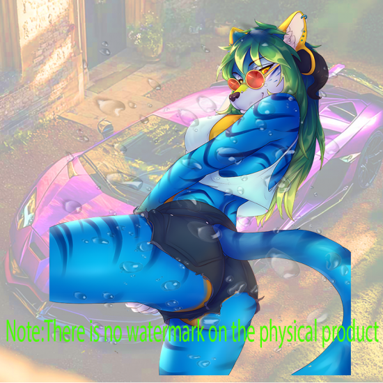 Blue Furry Girl and Sports Car Sticker, cute design suitable for party favors, goodie bags, and rewards. Vinyl car decals suitable for cars, motorcycles, laptops, computers, backpacks, water bottles, and more.