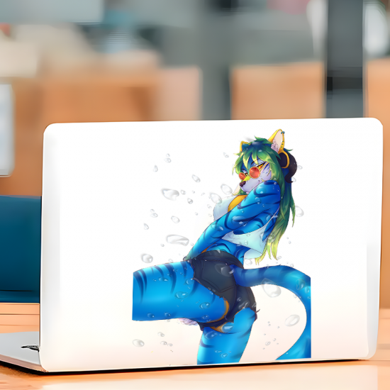 Blue Furry Girl and Sports Car Sticker, cute design suitable for party favors, goodie bags, and rewards. Vinyl car decals suitable for cars, motorcycles, laptops, computers, backpacks, water bottles, and more.