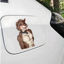 Furry Dog Sticker with Car Background, suitable for fixing up old furniture or adding flair to new items. Vinyl car decals suitable for cars, motorcycles, laptops, computers, backpacks, water bottles, and more.