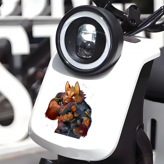 Furry Dog Cop with Gun Sticker, great for decorating notebooks, journals, scrapbooks, and gift packages. Vinyl car decals suitable for cars, motorcycles, laptops, computers, backpacks, water bottles, and more.