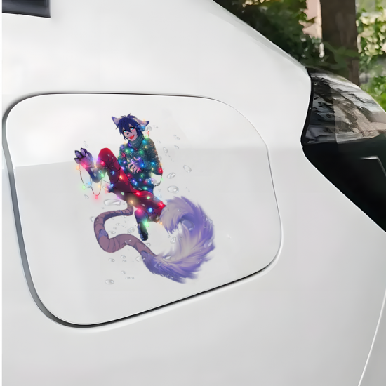 Furry Christmas Lights Car Sticker, a fun way to personalize your lunch box, cooler, or thermos. Vinyl car decals suitable for cars, motorcycles, laptops, computers, backpacks, water bottles, and more.