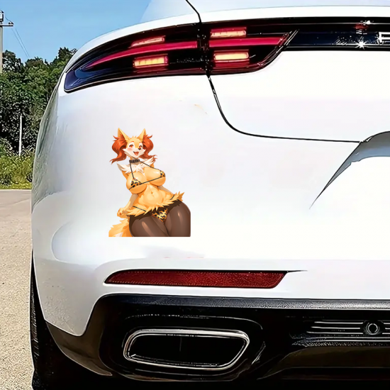 Sexy Furry Fox Girl Bikini Sticker Decal, versatile decal for tablets, smartphones, and power banks. Vinyl car decals suitable for cars, motorcycles, laptops, computers, backpacks, water bottles, and more.