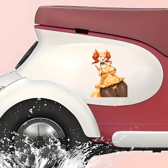 Sexy Furry Fox Girl Bikini Sticker Decal, versatile decal for tablets, smartphones, and power banks. Vinyl car decals suitable for cars, motorcycles, laptops, computers, backpacks, water bottles, and more.