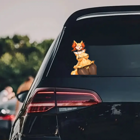 Sexy Furry Fox Girl Bikini Sticker Decal, versatile decal for tablets, smartphones, and power banks. Vinyl car decals suitable for cars, motorcycles, laptops, computers, backpacks, water bottles, and more.
