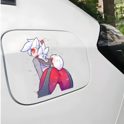 Furry Anthro Rabbit Girl and Purple Car Sticker, ideal for bullet journaling, scrapbooking, and creative planning. Vinyl car decals suitable for cars, motorcycles, laptops, computers, backpacks, water bottles, and more.