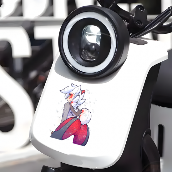 Furry Anthro Rabbit Girl and Purple Car Sticker, ideal for bullet journaling, scrapbooking, and creative planning. Vinyl car decals suitable for cars, motorcycles, laptops, computers, backpacks, water bottles, and more.