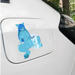 Blue Furry Girl Wet Car Decal Sticker, great for adding a pop of color to your fridge or freezer. Vinyl car decals suitable for cars, motorcycles, laptops, computers, backpacks, water bottles, and more.