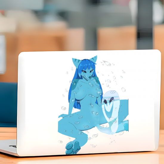 Blue Furry Girl Wet Car Decal Sticker, great for adding a pop of color to your fridge or freezer. Vinyl car decals suitable for cars, motorcycles, laptops, computers, backpacks, water bottles, and more.