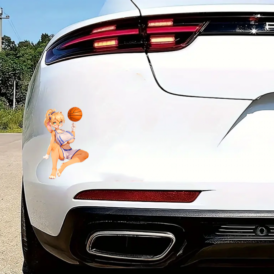 Furry Basketball Bunny Girl Car Decal Sticker, looks amazing on phone cases, tablets, gaming consoles, and controllers. Vinyl car decals suitable for cars, motorcycles, laptops, computers, backpacks, water bottles, and more.