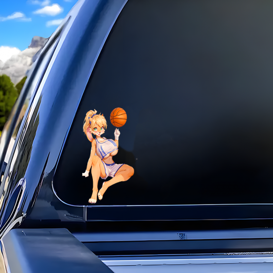 Furry Basketball Bunny Girl Car Decal Sticker, looks amazing on phone cases, tablets, gaming consoles, and controllers. Vinyl car decals suitable for cars, motorcycles, laptops, computers, backpacks, water bottles, and more.