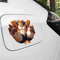 Relaxing Furry Fox Sticker, versatile decal for tablets, smartphones, and power banks. Vinyl car decals suitable for cars, motorcycles, laptops, computers, backpacks, water bottles, and more.